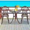 Patio Balcony Stylish Cast Aluminum Bistro Bar Table  Chair 3 Pcs Set