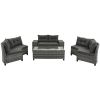 8-pieces Outdoor Wicker Round Sofa Set, Half-Moon Sectional Sets All Weather, Curved Sofa Set With Rectangular Coffee Table
