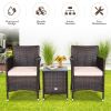 3 Pieces Ergonomic Wicker Patio Conversation Set