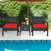 3 Pieces PE Rattan Wicker Sofa Set with Washable and Removable Cushion for Patio
