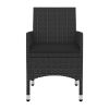 5 Piece Patio Dining Set with Cushions Poly Rattan and Glass