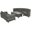 8-pieces Outdoor Wicker Round Sofa Set, Half-Moon Sectional Sets All Weather, Curved Sofa Set With Rectangular Coffee Table