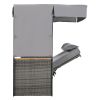 TREXM 2-Piece Rattan Outdoor Patio Bench Lounge Roof Set, Effective UV Protection Fabric & Waterproof Cushions and Adjustable Backrest for Garden